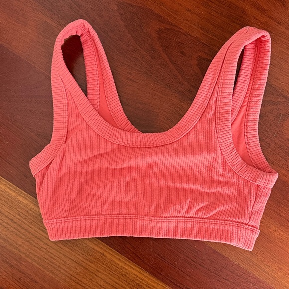 ALO Yoga Tops - ALO Yoga Vibrant Coral Ribbed Sports Bra